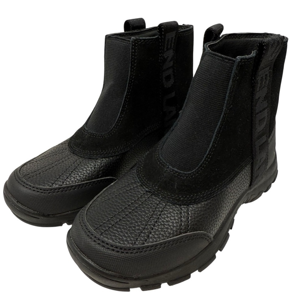 Lands’ End Kids Size 1 Black Ankle Boots Thermolite suede faux leather NWT